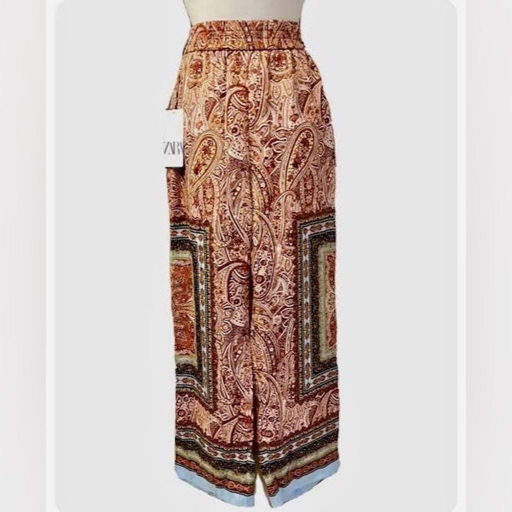 Zara Women's Paisley Pants Rust Multi